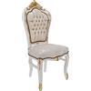 Way Home Store - Sedia Barocco Stile Francese Luigi XVI colorazione Bianca con Intarsi Dorati,Tessuto Damascato Lavorato - Dimensioni: 60 x 52 x 110 cm
