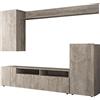 Cosma Parete attrezzata soggiorno mobile porta tv zona living stile moderno e minimal di colore Rovere Chiaro e mod. Bridge