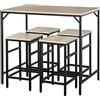 HOMCOM Set Tavolo Moderno da Cucina, Tavolo Alto con 4 Sgabelli Stile Industriale, Metallo e Legno, Arredamento Moderno, Soggiorno e Cucina, 100Lx60Px88Acm, Rovere Chiaro
