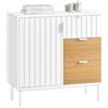 SoBuy Credenza cucina Credenza Buffet con 3 cassetti Bianco-Naturale 75x35x76cm FSB91-WN