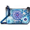 Anna by Anuschka - mini borsa a tracolla da donna in pelle dipinta a mano Donna, blu (Summer Bloom Blue), Taglia unica