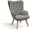 KONTE.DESIGN Poltrona HAVANA in tessuto a righe bianco e nero e gambe in legno