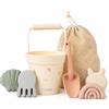coolable Set di 6 Giocattoli da Spiaggia in Silicone per Bambini - Secchiello Pieghevole, Paletta, 4 Formine e Borsa a Rete - Arcobaleno