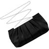 Zercart Pochette da donna a busta, plissettata, in raso, da sera, elegante borsa a tracolla in raso con tracolla staccabile per matrimoni, feste, balli studenteschi, Nero