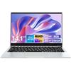 Ekonavi Portatile PC da 14,1 pollici, Notebook Celeron J4125, 8 GB di RAM DDR4, 256 GB SSD, display IPS 1920 x 1080, Laptop con mini HDMI, USB-3.0, WiFi Bluetooth 5.0, argento, sottile e leggero
