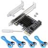 Ziyituod Scheda SATA PCIe a 4 porte con 4 cavi SATA, scheda di espansione del controller SATA 3.0 con staffa a basso profilo, PCIE a SATA (6 Gbps) Boot as System Plate, Non Raid (SA3034A)