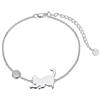 LONAGO Braccialetto di Gatto 925 Sterline D'argento Carino Gatto con Pietra di Luna Braccialetto Gioielli per le Donne (Bianco-Pietra di Luna)