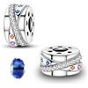 LNQOBU Clip/Stopper Charms per Bracciale Argento 925 Pave Cubic Zirconia Bead Stella Luna Farfalla Blu Gioielli Regalo per Donna