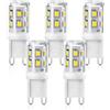 YUIIP Lampadina LED G9 2W, Equivalente a 20W-50W Alogena, Fascio 360°, AC 220-240V, Non Dimmerabile, CRI>85, Risparmio Energetico, Facile Installazione, 5 Pezzi (3000K Bianco Caldo)