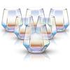 NiHome Set di 6 bicchieri da vino senza stelo con diamante iridescente, da 283,5 g, in cristallo colorato unico, per vino rosso e bianco, cocktail, whisky, regalo per donne e uomini