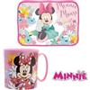 ILS I LOVE SHOPPING Set Colazione Merenda 2 Pezzi con Tovaglietta Ripiegabile Morbida Sottopiatto Pieghevole e Tazza Bicchiere 350ml per Microonde per MINNIE MOUSE