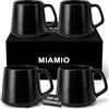 MIAMIO - Grandi Tazze da Caffè Set da 4, Ceramica (420ml) - Luxe (Nero) | Grandi tazze da caffè in ceramica per cappuccino, tè ed espresso, set da 4, lavabili in lavastoviglie, per ogni giorno