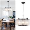 WTUOING Lampadario di Cristallo 5 luci lampadario sospensione Nero lampadari sala da pranzo, lampadari moderni per Soggiorno,Cucina, Camera Da Letto