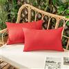 Woaboy 2 pezzi Federe per Cuscini in Lino Impermeabile Aria aperta Divano Confortevole Moderno Morbido Durevole Cerniera Invisibile per Cortile Giardino Soggiorno Balcone 30X50 CM Verde Rosso