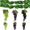 YIMINI 8 Pezzi Uva Artificial Realistic, Grappoli Di Uva Artificiale, Uva Artificial Con Foglie, Uva Finta, Decorativi Realistici Uva Grappoli, Per Casa, Interni, Esterni, Giardino, Decorazione Da Parete (C)