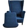 CHNSHOME Copripoltrona con orecchie elasticizzato 1 posto copripoltrona 2 pezzi elasticizzato Fodere per poltrone a orecchioni Copripoltrona blu navy