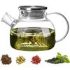 Nutabevr 1L Teiera Vetro Borosilicato con Filtro in Filtro in Acciaio Inox Coil Removibile, caraffa in vetro, teiera in vetro compatibile con Fornelli, per tè, tisane, caffè, Sfuso Infusiera