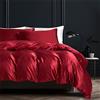 Gezu Copripiumino 240 x 260 cm, in raso rosso bordeaux tinta unita, set di biancheria da letto in seta liscia e liscia, morbida, con 2 federe da 65 x 65 cm, con chiusura lampo