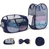 WUFANC 2 Pezzi Cesto Portabiancheria Pieghevole 75L per Bagno e Campeggio | Porta Biancheria Pop Up 36x36x58cm, Manico Resistente, Rete Traspirante e Struttura in Acciaio, per Casa, Campeggio e Viaggi