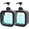 Goujfol Dispenser Sapone, 2 Pezzi Dosatore Sapone Bagno 500 ml Erogatore Sapone Liquido, Dispenser Detersivo Lavatrice Plastica Pompa Bottiglie Detersivo Piatti per Doccia e Cucina (300nl-2Pcs-nero)