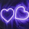 HFHungkeong Segno del Heart Led 2 pezzi,Lampada al neon a forma di cuore d'amore di San Valentino alimentata a batteria per Matrimonio Decorazione della parete della stanza delle donne della ragazza(Viola)