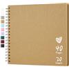 Hiwhy Album fotografico personalizzabile 25,5 x 25,5 cm, 20 fogli (40 pagine), carta kraft resistente, album di ricordi per bebè, famiglia, compleanno, matrimonio, anniversario di matrimonio, cachi