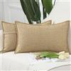Madizz 2 Pezzi Lino in Poliestere Copricuscini Morbido Decorativo Fodere per Cuscino Lusso Stile per Divano Camera da Letto 30x50 cm Beige