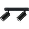 Maclean MCE452 B faretto da soffitto 2 fiamme 2xGU10 attacco per lampadine LED e alogene fino a 35W plafoniera faretto da parete 55x100mm ruotabile orientabile (2 fiamme senza lampadine, nero)