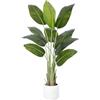 ZEEOZE Pianta Artificiale Uccello del Paradiso 150cm Alta Finta Palma Tropicale Per Interno Esterno con 10 Foglie Banano Albero Finto da Interno con Aaso Bianco Per Letto Giardino Ufficio Decorazione