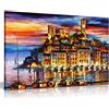 Panther Print Leonid Afremov - Dipinto a olio astratto su tela da parete per soggiorno, decorazione casa, Cannes France, 31x20cm (12x8in)