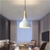 Mengjay Lampada a Sospensione Retrò LED, 15 cm, Lampada a Soffitto in Legno e Metallo, Moderna, Stile Scandinavo (Bianco)
