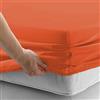 HOME ZEN HOUSEHOLD LINEN Lenzuola Sotto con Angoli Elastici, 100% Cotone, per Letto Matrimoniale e Singolo e Piazza mezza, Colori Tinta Unita (Arancione, 140 x 190 + 25 cm)