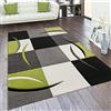 Paco Home Tappeto da soggiorno a pelo corto, disponibile in diversi colori e misure, con motivo a quadri e righe e design 3D, Dimensione:300x400 cm, Colore:Verde