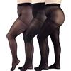 LEELA LAB Multipack Collant Donna Curvy, Taglie Forti Donna, 30 e 50 Denari, Tre Paia di Calze Donna Linea Fashion, Basic e Recycled - Made in Italy (3 pezzi) (Black, 7)