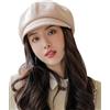 FEOYA Cappello Donna Invernale Berretto Classico Beanie Vintage Elegante Cappellino con Visiera A-Cachi