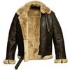 Bhgytec Giacca da uomo in vera pelle di montone Raf Aviator B3 Bomber volo invernale WW2 - Nero n Marrone, Marrone, XL