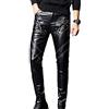babao Pantaloni da uomo in pelle nera da uomo punk casual in ecopelle pantaloni moda rock e roll pantaloni in pelle, 1, L