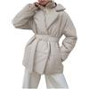 Generic Piumino leggero da donna - Cappotti invernali da donna Parka con cintura Giacca trapuntata in tinta unita da donna taglie forti invernali caldi piumini da donna a maniche lunghe cardigan grosso con