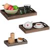 relaxdays Set da 3 Vassoi di Sevrizio, Shabby Chic, in Legno & con Manici, per Sevire e Decorare, Marrone