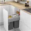 Menage Confort Pattumiera estraibile con apertura automatica per armadio da cucina - 2 contenitori da 24 l - Cestini da riciclaggio, larghezza 462-468 mm