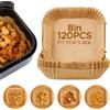 Romon Carta Forno per Friggitrice ad Aria, 120 Unità Teglia per Friggitrice Ad Aria 20 cm Quadrato, Antiaderente Monouso Carta per Friggitrice Ad Aria, Adatto al Forno, da 5 a 8 litri per Microonde
