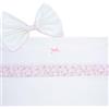 Filet - Completo 3 Pezzi per Carrozzina, Leznuolo Personalizzabile con Fascia in Tela Aida da Ricamare + Sotto con Elastici + Federa, Made in Italy, Bianco e Rosa