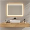 EMKE Specchio da bagno con luce LED 60 x 80 cm, specchio da bagno LED 3000 K, bianco caldo, interruttore da parete, installazione verticale/orizzontale, specchio anti-esplosione IP44, risparmio