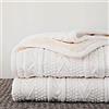 Longhui bedding Coperta in pile sherpa, coperta in pile spesso, morbida, grande, accogliente, per divano, letto, per tutte le stagioni, 127 x 160 cm, colore avorio