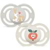 MAM Perfect Confezione Doppia Succhietto 6+ Mesi (Set da 2), Ciuccio MAM 6-16 mesi in silicone per un sano sviluppo orale, Kit da 2 accessori neonato con porta ciuccio sterilizzatore, Neutro/Giallo