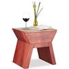 Relaxdays 10021158_47 Tavolino Sgabello 2 in 1, Legno, Rosso, 35 x 45 x 44.5 cm