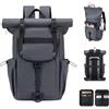 BAGZY Zaino Rolltop Uomo Donna Porta PC 17 Pollici, Zaino Porta PC Impermeabile Zaino da Viaggio Espandibile Elegante Casual Backpack per la Scuola, per Università, Lavoro，Gris