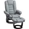 HOMCOM Poltrona con Poggiapiedi Reclinabile 135°, Poltrona Relax Ergonomica Girevole con Pouf, Poggiatesta e Braccioli in Pelle PU per Camera, Ufficio, Soggiorno e Salotto, 85x82x106 cm, Grigio