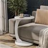 Tubibu C Form - Tavolino Piccolo a Forma di C, Rotondo Come Ripiano per Divano Con Ruote (Bianco)