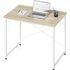 WOLTU Scrivania Salvaspazio, Tavolo per Computer, Rovere Chiaro + Bianco per Studio, Home Office, Camera da Letto, in Legno e Metallo, 80x60x70 cm